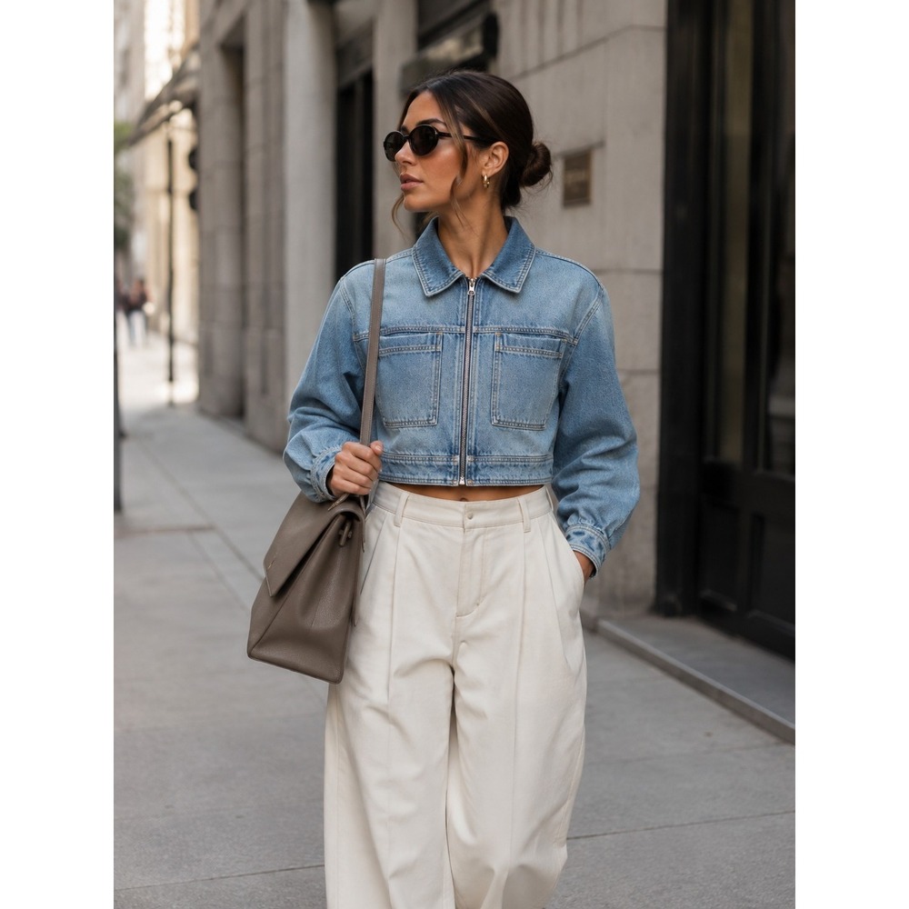 ba&sh Vinciane Cropped Casual Designer Denim Jacket Size S